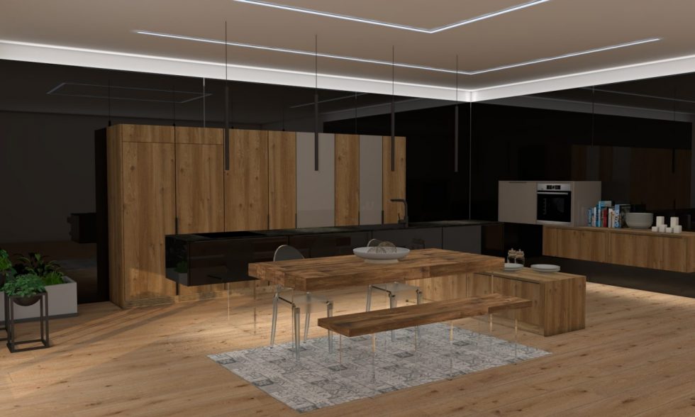 cocina de madera tablero