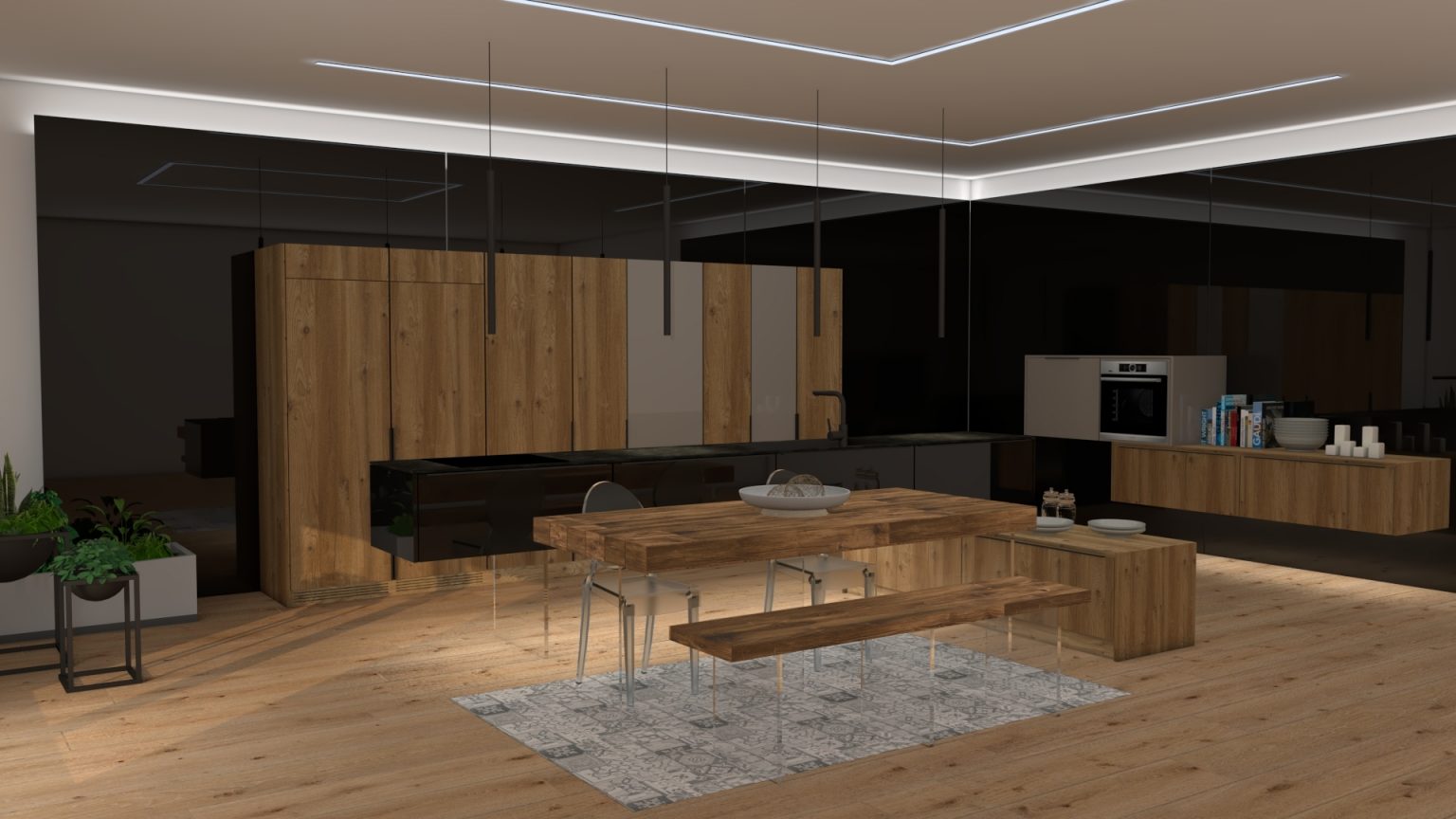 cocina de madera tablero